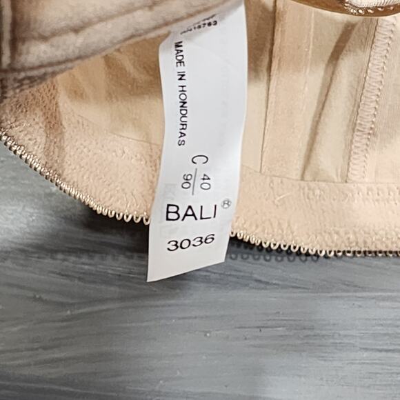 Bali Wire Free Bra 40C Double Support Cotton Style 3036 Beige FLAW - Picture 4 of 11